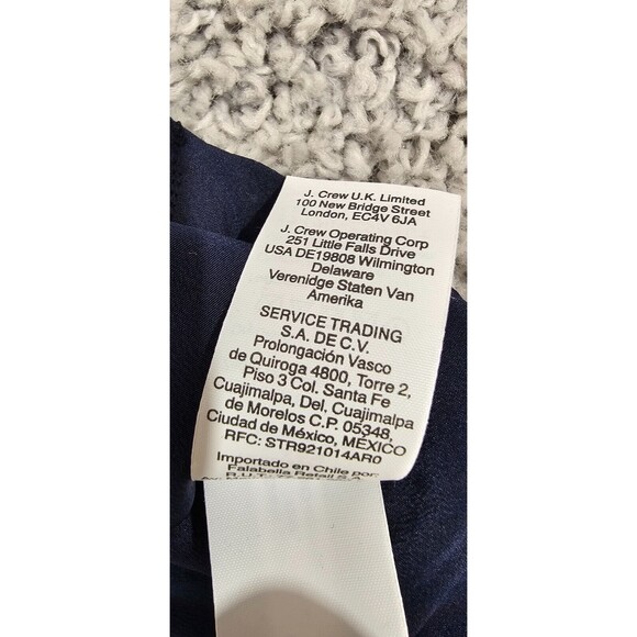 RARE 100% silk J.Crew Classic Fit Button Up Shirt Womens 18 Navy Blue White Trim - Picture 11 of 15